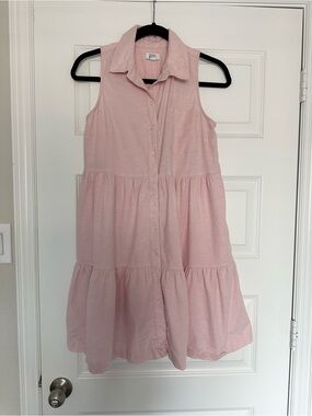 crown & ivy Sleeveless Tiered Button-Front Pink Dress